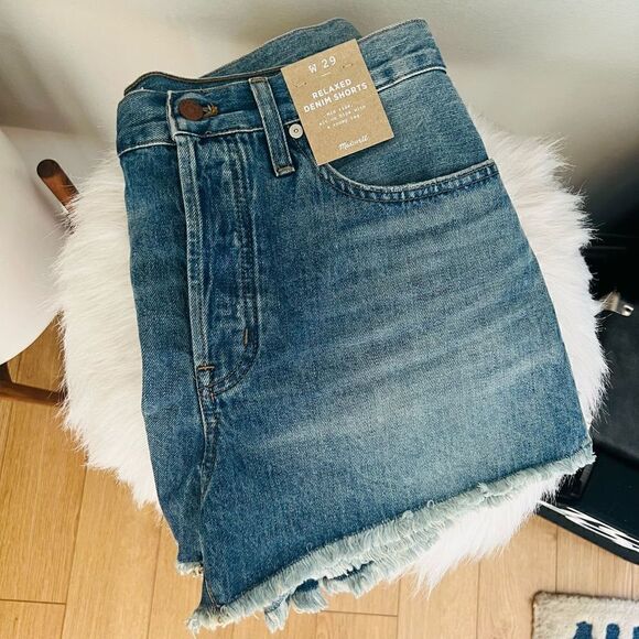 Madewell Relaxed Denim Jean Split Hem Edition Shorts, Size 8‎ (29 Waist) NWT - Picture 14 of 14
